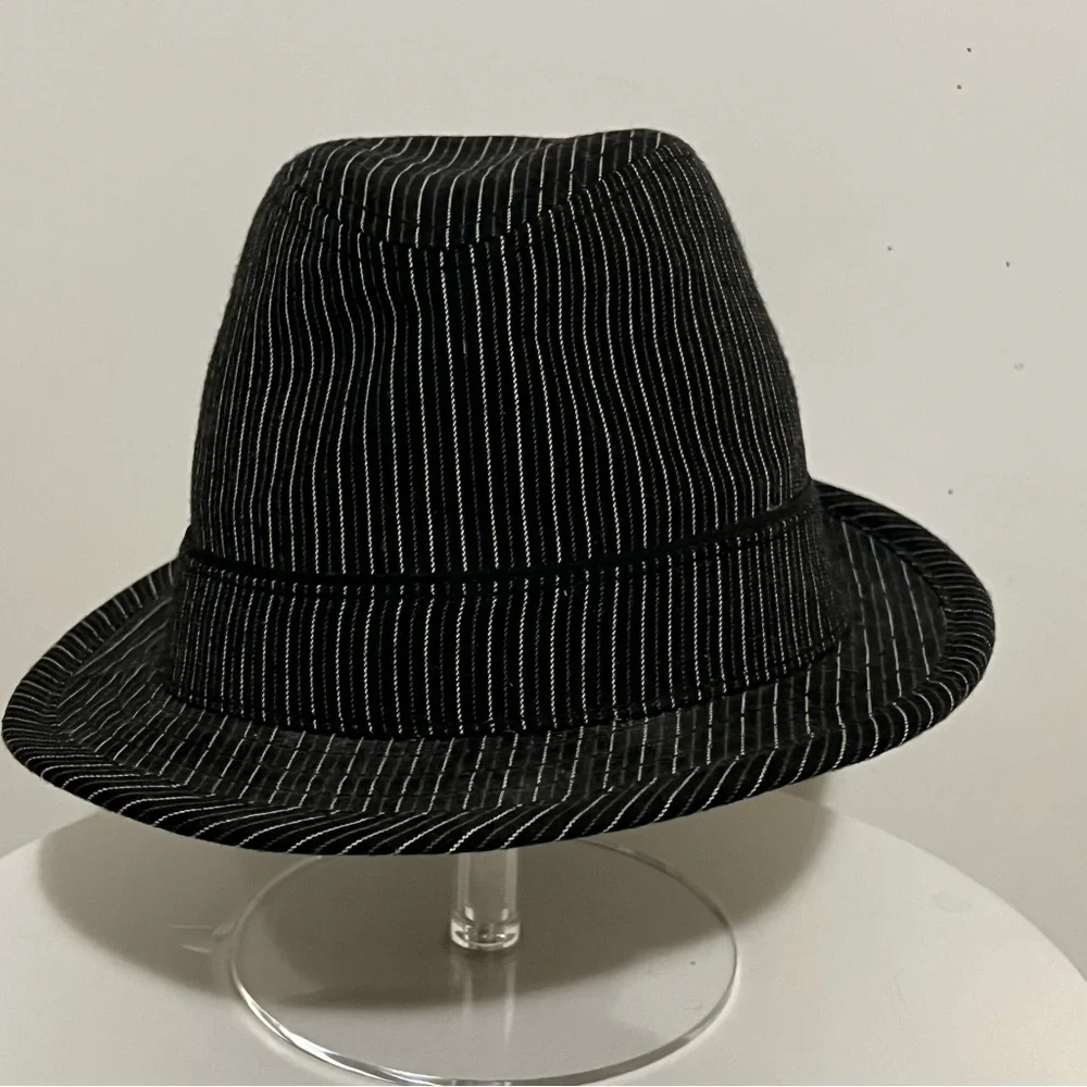Ben Sherman Black Pinstripe Fedora Hat